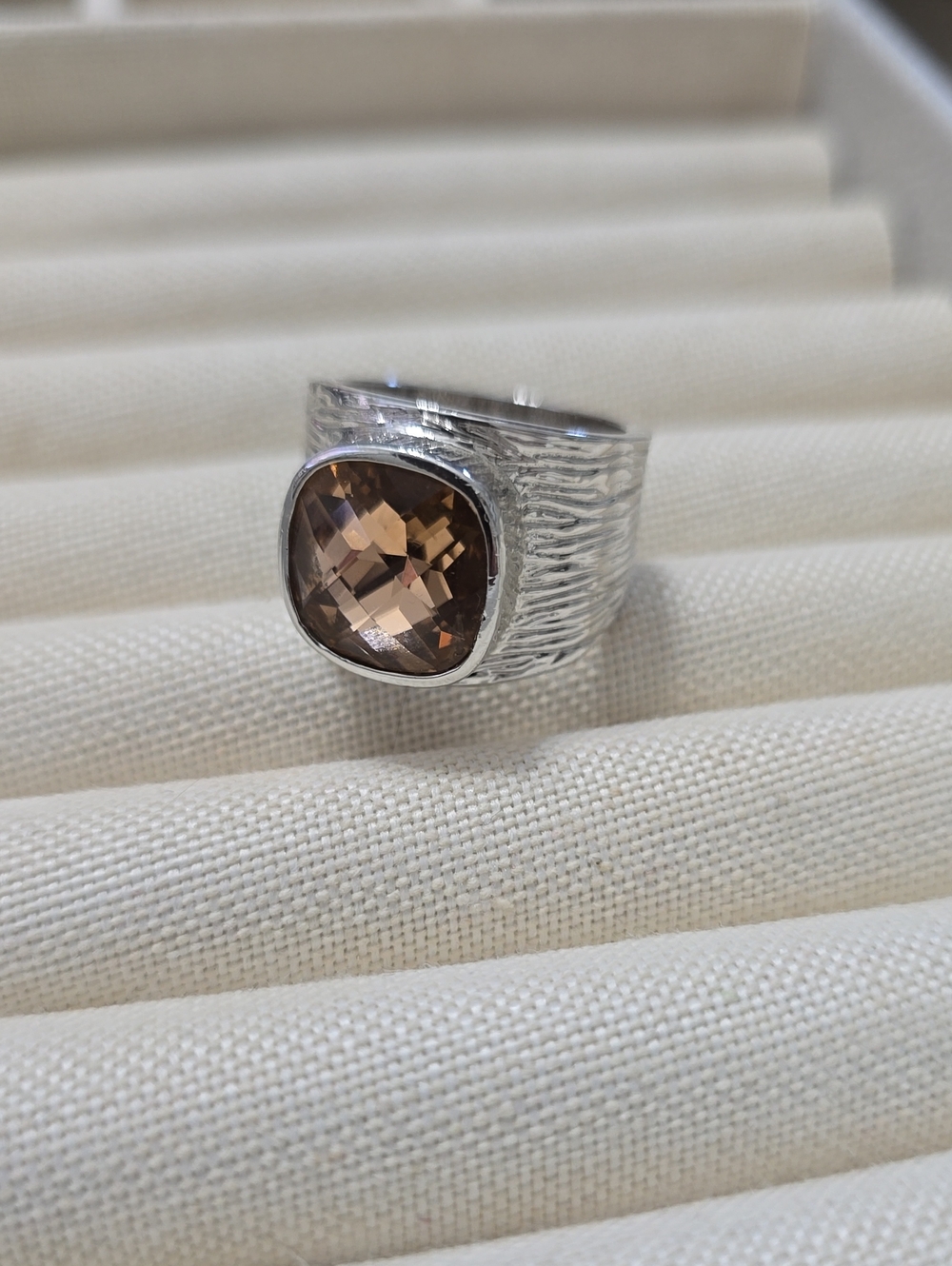 Lia Sophia Ring with Brown Cushion-Cut Stone